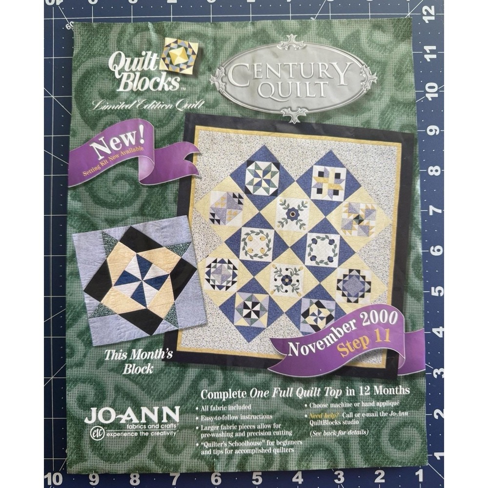 Joann November 2000 Limited Edition Century Quilt BOM Kit Step 11 OPEN PKG